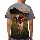 yanfind Adult Full Print T-shirts (men And Women) Agriculture Blurred Country Countryside Cow Eat Farm Farmland Field Grass Grassland