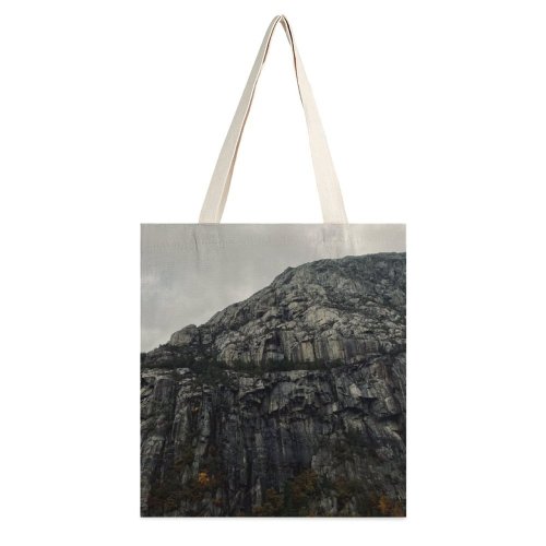 yanfind Great Martin Canvas Tote Bag Double Cliff Outdoors Grey Lysefjord Forsand Rock Norway Fjord Dark Norse Filter white-style1 38×41cm