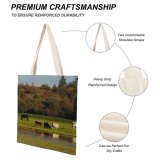 yanfind Great Martin Canvas Tote Bag Double Cattle Cow Field Grassland Outdoors Countryside Farm Grazing Meadow Pasture Ranch Rural white-style1 38×41cm