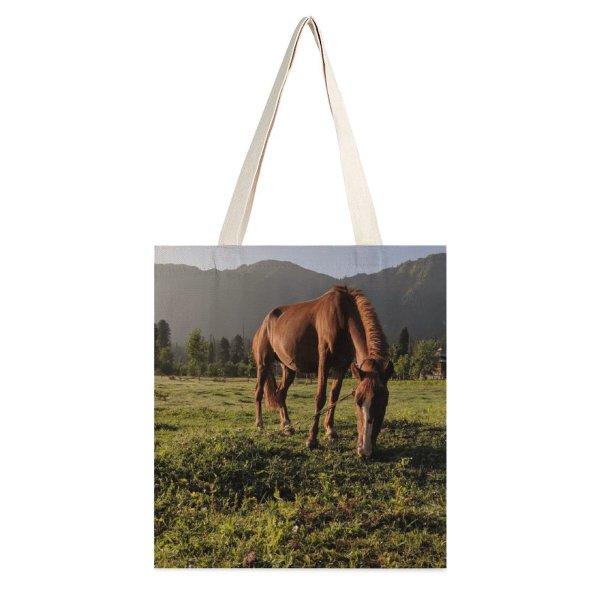 yanfind Great Martin Canvas Tote Bag Double Field Grassland Outdoors Countryside Farm Rural Grazing Meadow Pasture Ranch Arang Kel white-style1 38×41cm