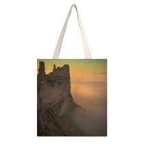 yanfind Great Martin Canvas Tote Bag Double Cliff Outdoors Sky Fog Sunrise Mesa Grey white-style1 38×41cm