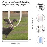 yanfind Great Martin Canvas Tote Bag Double Field Grassland Outdoors Countryside Farm Rural Meadow Pasture Grazing Ranch Grey white-style1 38×41cm