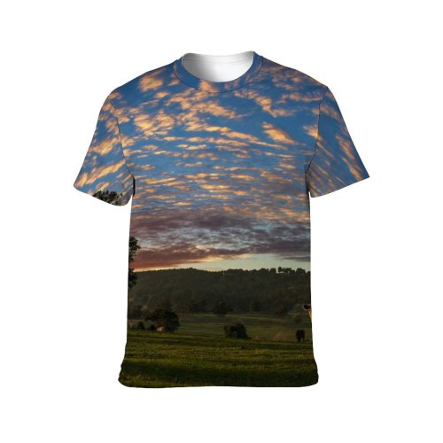 yanfind Adult Full Print T-shirts (men And Women) Agriculture Barn Clouds Countryside Cow Farm Field Forest Grass Idyllic Rural Scenic