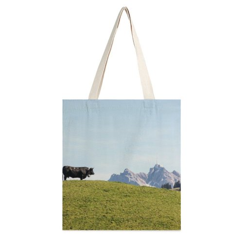 yanfind Great Martin Canvas Tote Bag Double Cattle Outdoors Field Grassland Countryside Range Peak Ebnat white-style1 38×41cm