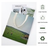 yanfind Great Martin Canvas Tote Bag Double Field Outdoors Grassland Grass Farm Dalian Liaoning China Countryside Plant Mound Slope white-style1 38×41cm