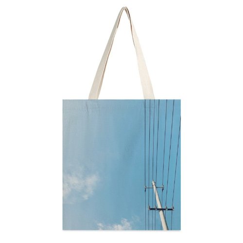 yanfind Great Martin Canvas Tote Bag Double Cable Lines Electric Transmission Utility Pole Public Domain white-style1 38×41cm