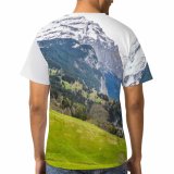 yanfind Adult Full Print T-shirts (men And Women) Altitude Amazing Breathtaking Calm Cliff Cloudy Cottage Countryside Grass Greenery Highland