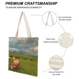 yanfind Great Martin Canvas Tote Bag Double Field Cattle Cow Grassland Outdoors Countryside Farm Rural Grazing Meadow Pasture Ranch white-style1 38×41cm