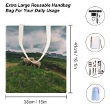 yanfind Great Martin Canvas Tote Bag Double Field Grassland Outdoors Sheep Iceland Countryside Farm Rural Pasture Meadow Ranch Grazing white-style1 38×41cm