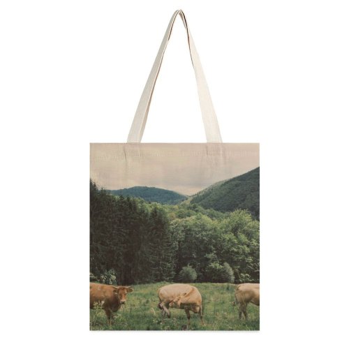 yanfind Great Martin Canvas Tote Bag Double Cow Cattle Grassland Field Outdoors Countryside Farm Rural Meadow Pasture Ranch Grazing white-style1 38×41cm