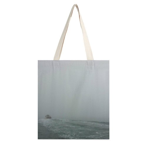 yanfind Great Martin Canvas Tote Bag Double Boat Transportation Vehicle Fog Outdoors Mist Sea Venice River Grey Stock white-style1 38×41cm