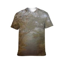 yanfind Adult Full Print T-shirts (men And Women) Atmosphere Autumn Botany Branch Daylight Direction Empty Faded Fall Fog Foliage