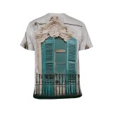yanfind Adult Full Print T-shirts (men And Women) Aged Ancient Architecture Balcony Building Carve Construction Crack Decor Door Dwell Exterior