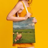 yanfind Great Martin Canvas Tote Bag Double Field Cattle Cow Grassland Outdoors Countryside Farm Rural Grazing Meadow Pasture Ranch white-style1 38×41cm