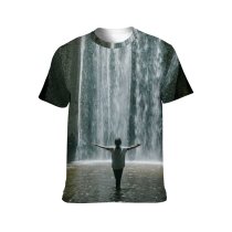 yanfind Adult Full Print T-shirts (men And Women) Admire Adventure Anonymous Arms Raised Carefree Cascade Cave Cheerful Cliff Daylight Daytime