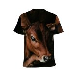 yanfind Adult Full Print T-shirts (men And Women) Agriculture Farm Grass Milk Portrait Bull Cow Baby Calf Barn Hay Cattle