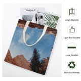 yanfind Great Martin Canvas Tote Bag Double Canyon Cliff Outdoors Tree Cave Bryce United States Flora Plant Redwood white-style1 38×41cm