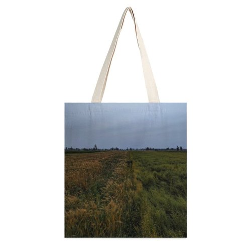 yanfind Great Martin Canvas Tote Bag Double Field Grassland Outdoors Countryside Grass Plant Land Grey Rural Paddy Vegetation Sky white-style1 38×41cm