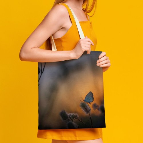 yanfind Great Martin Canvas Tote Bag Double Butterfly Plant Weed Insect Flora Invertebrate Sunset Vineland United States HQ Polen white-style1 38×41cm