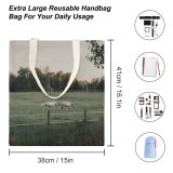 yanfind Great Martin Canvas Tote Bag Double Field Grassland Outdoors Countryside Farm Rural Pasture Meadow Ranch Grazing Grey Cattle white-style1 38×41cm