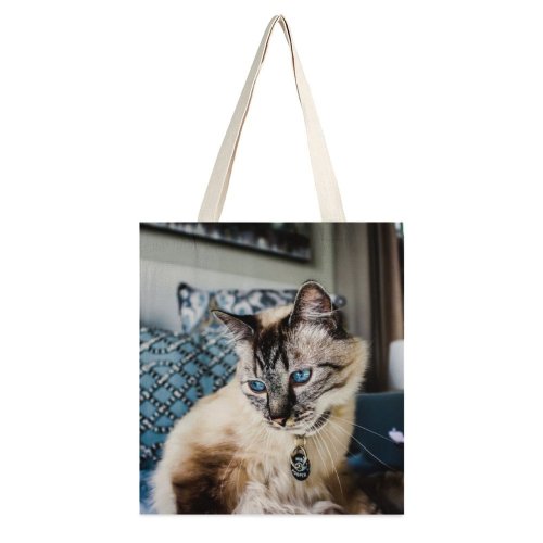yanfind Great Martin Canvas Tote Bag Double Cat Pet Furniture Manx Home Decor Couch D Siamese MacBook Explore white-style1 38×41cm