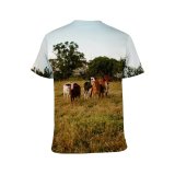 yanfind Adult Full Print T-shirts (men And Women) Agriculture Farming Bovine Cow Calf Cattle Countryside Farm Farmland Grass Field Grassland