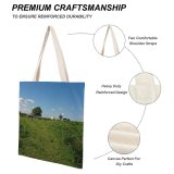 yanfind Great Martin Canvas Tote Bag Double Field Grassland Outdoors Countryside Farm Rural Horse Pasture Cattle Cow Meadow Ranch white-style1 38×41cm