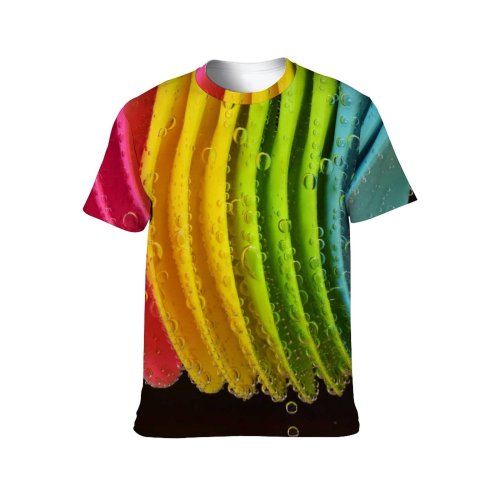 yanfind Adult Full Print T-shirts (men And Women) Bubbles Art Clean Colorful Drop Immersion Liquid Motley Spoon Purity Rainbow