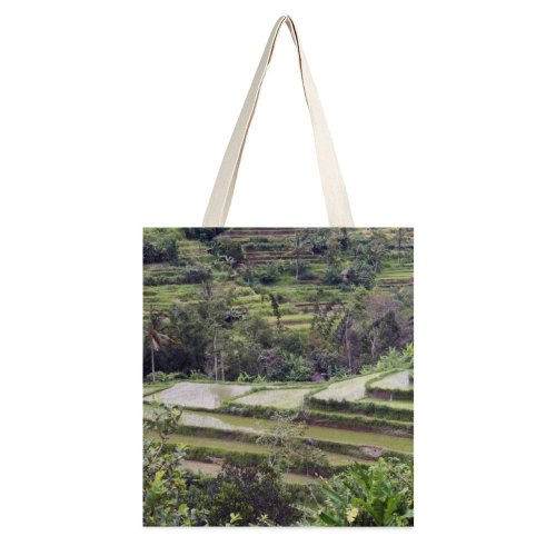 yanfind Great Martin Canvas Tote Bag Double Field Outdoors Grassland Countryside Rural Paddy Scenery Farm Bali Land Terrace Tree white-style1 38×41cm