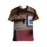 yanfind Adult Full Print T-shirts (men And Women) Aged Ancient Architecture Bookshelf Brick Wall Classic Cozy Creative Daylight Decor Decoration