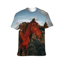 yanfind Adult Full Print T-shirts (men And Women) Agriculture Calm Cow Creature Curious Equestrian Equine Evening Farm Farmland Fauna Field