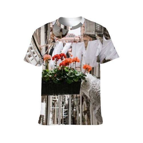 yanfind Adult Full Print T-shirts (men And Women) Aged Architecture Aroma Balcony Bloom Botany Building City Space Dwell Exterior