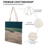 yanfind Great Martin Canvas Tote Bag Double Field Grassland Outdoors Countryside Farm Rural Horse Pasture Meadow Ranch Grazing Elephant white-style1 38×41cm