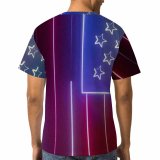 yanfind Adult Full Print T-shirts (men And Women) 4th July Creative Democracy Flag Fourth Futuristic Independence 4 Jul National Neon