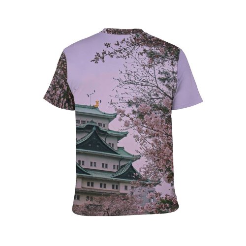 yanfind Adult Full Print T-shirts (men And Women) Ancient Architecture Asian Building Castle Cherry Blossoms Daylight Exterior Famous Flowers