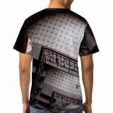 yanfind Adult Full Print T-shirts (men And Women) Aged Architecture Banister Chess Space Damaged Light Flight Stairs From Above Handrail