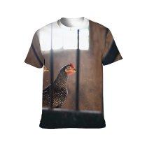 yanfind Adult Full Print T-shirts (men And Women) Agriculture Avian Bird Cage Chickens Farm Feathers Fence Fowls Hens Outdoors