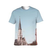 yanfind Adult Full Print T-shirts (men And Women) Aged Architecture Attract Australia Belief Building Catholic Church Cityscape Clock Cloudless Construction