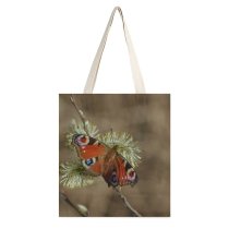 yanfind Great Martin Canvas Tote Bag Double Butterfly Plant Invertebrate Insect Unnamed Road Grenzach white-style1 38×41cm