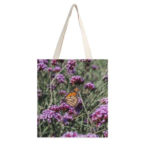 yanfind Great Martin Canvas Tote Bag Double Butterfly Insect Monarch Invertebrate Bee Honey Plant Flower Public Domain white-style1 38×41cm