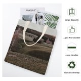yanfind Great Martin Canvas Tote Bag Double Field Grassland Outdoors Mound Ground Countryside Plant Tree Slope Abies Fir Plateau white-style1 38×41cm