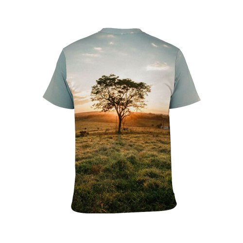 yanfind Adult Full Print T-shirts (men And Women) Atmosphere Botany Bovine Cattle Chordate Cloudy Colorful Space Countryside Cow Eat