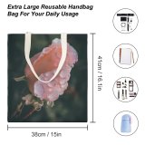 yanfind Great Martin Canvas Tote Bag Double Flower Plant Rose Droplet Petal Light white-style1 38×41cm