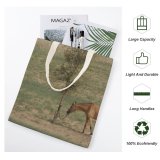 yanfind Great Martin Canvas Tote Bag Double Field Grassland Outdoors Horse Countryside Farm Rural Pasture Meadow Tharparkar Pakistan Ranch white-style1 38×41cm