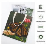 yanfind Great Martin Canvas Tote Bag Double Butterfly Insect Invertebrate Monarch Lake Atitlán Guatemala Wing Flower Insects Plant white-style1 38×41cm