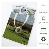 yanfind Great Martin Canvas Tote Bag Double Field Grassland Outdoors Scenery Countryside Landscape Mên white-style1 38×41cm