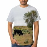 yanfind Adult Full Print T-shirts (men And Women) Agriculture Cattle Cloudy Countryside Cow Creature Farm Farmland Fauna Feed Field Grass