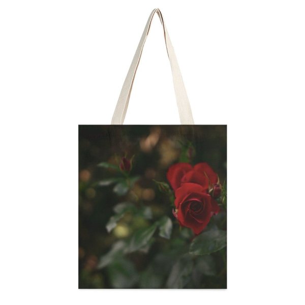 yanfind Great Martin Canvas Tote Bag Double Flower Plant Rose Petal Geranium white-style1 38×41cm