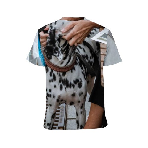 yanfind Adult Full Print T-shirts (men And Women) Anonymous Coffee Breakfast Café City Cute Dog Faceless Outdoor Cafe Outdoors Pet