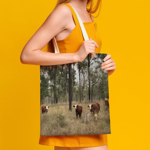 yanfind Great Martin Canvas Tote Bag Double Cattle Cow Field Outdoors Grassland Countryside Farm Rural Bull Pasture Meadow Ranch white-style1 38×41cm